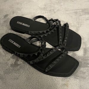 Steve Madden Black Pyramid Stud Sandals
